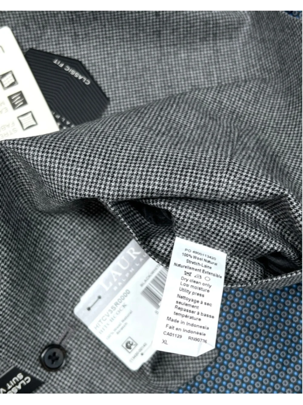 NWT LAUREN Ralph Lauren Gray Houndstooth Vest XL 100% Wool
